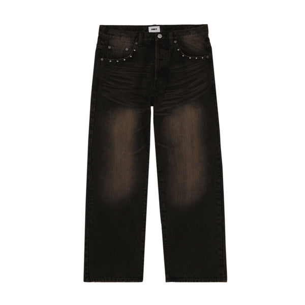 Obey Studded Boxcar Straight Leg Denim - Black Rust Wash - Streetart.fr