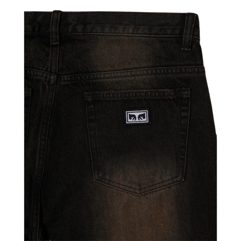 Obey Studded Boxcar Straight Leg Denim - Black Rust Wash - Streetart.fr