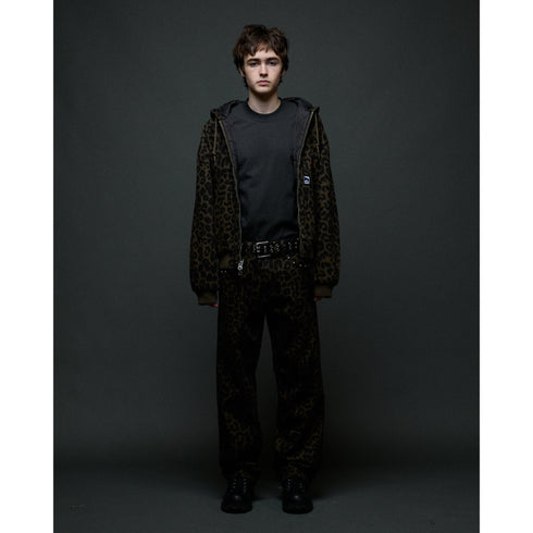 Obey Studded Zip Up Jacket - Dark Leopard - Streetart.fr