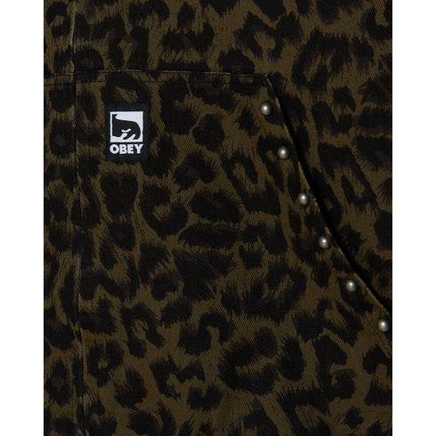 Obey Studded Zip Up Jacket - Dark Leopard - Streetart.fr