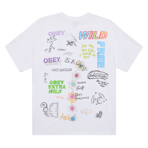 Obey Wild Free T-Shirt - White - Wht - Streetart.fr