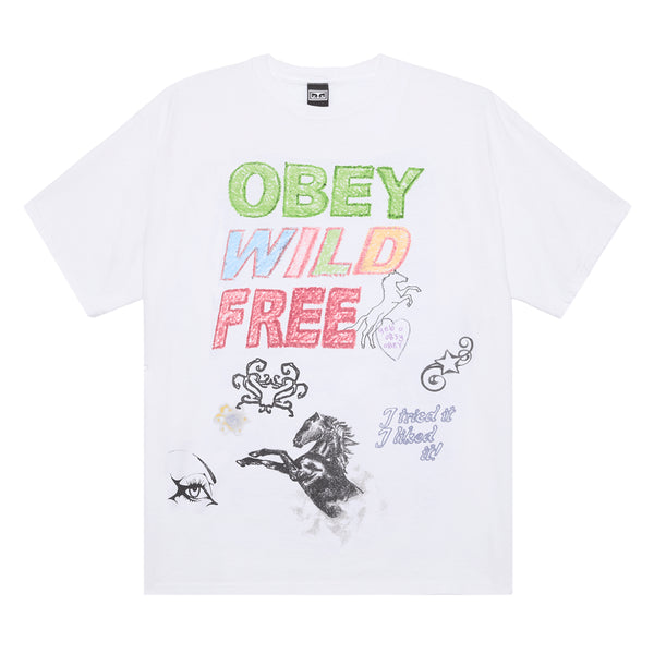 Obey Wild Free T-Shirt - White - Wht - Streetart.fr