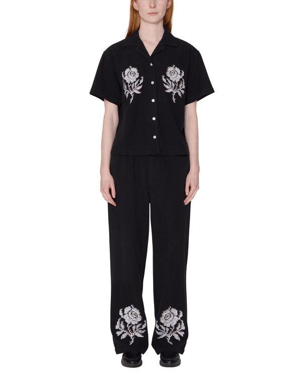 Obey Women Roses Embellished Shirt - Off Black