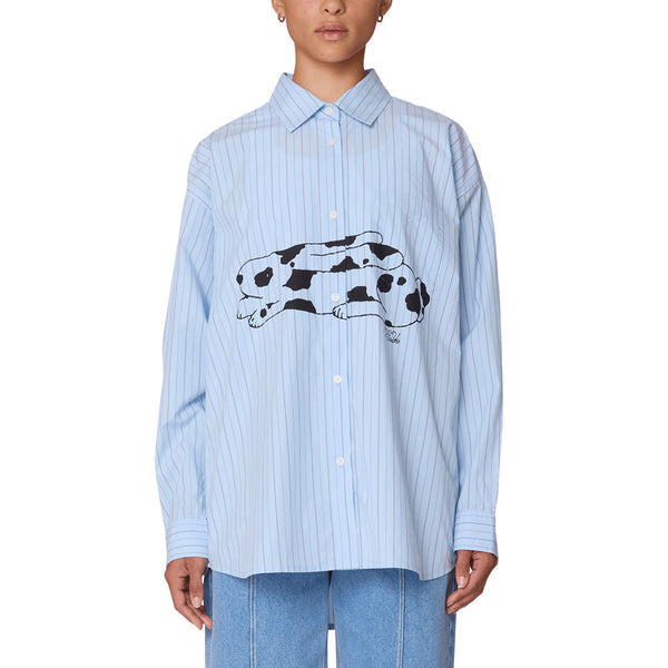 Obey Womens Beverly Graphic Ls Shirt Chemise - Light Blue Multi - Streetart.fr