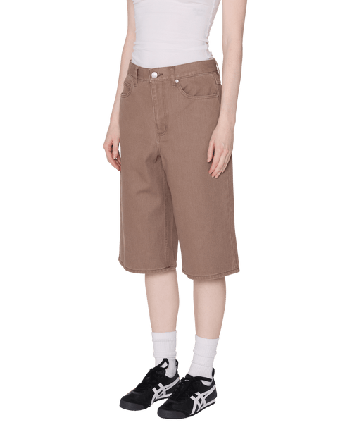 Obey Womens Karina Long Denim Short - Walnut - Streetart.fr