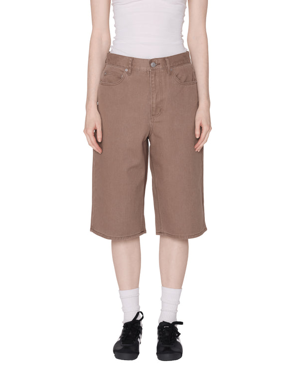 Obey Womens Karina Long Denim Short - Walnut