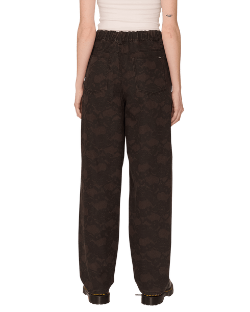 Obey Womens Leah Printed Baggy 5 Pocket Pant - Chocolate - Streetart.fr