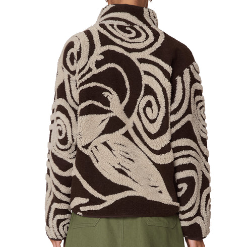 Obey Womens Swirls Jacquard Zip Jacket - Brown Multi - Streetart.fr