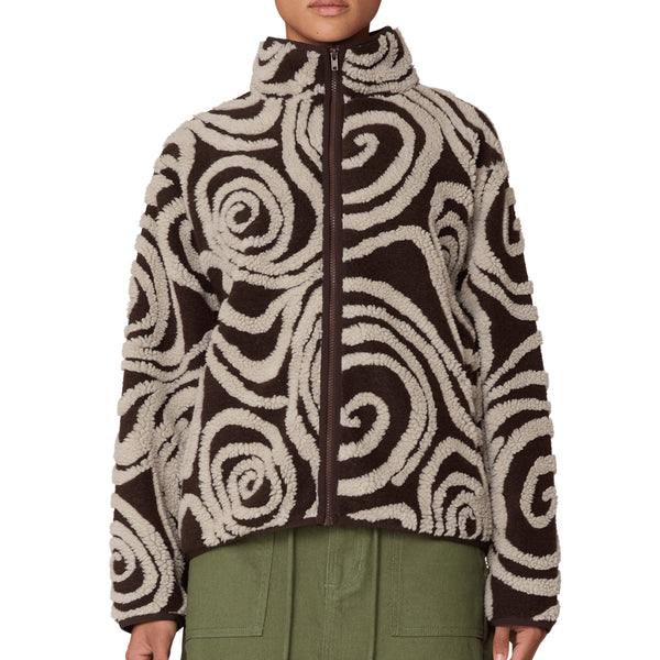 Obey Womens Swirls Jacquard Zip Jacket - Brown Multi - Streetart.fr
