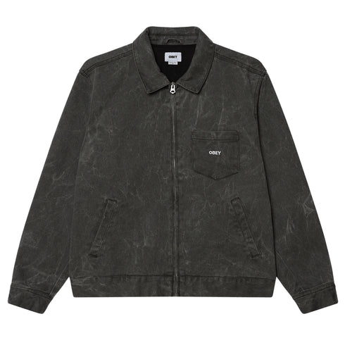Obey Workman Zip Jacket - Black Wrinkle Wash - Streetart.fr