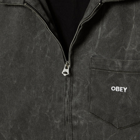 Obey Workman Zip Jacket - Black Wrinkle Wash - Streetart.fr