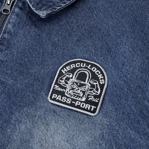 Passport Freight Recycled Denim Hercu - Locks Jacket - Washed Dark Indigo - Streetart.fr