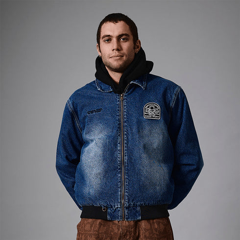Passport Freight Recycled Denim Hercu - Locks Jacket - Washed Dark Indigo - Streetart.fr