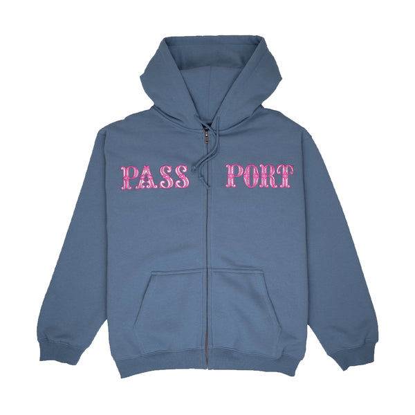 Passport Glint Hodie Zip Sweat A Capuche Zip - Wash Out Blue - Streetart.fr