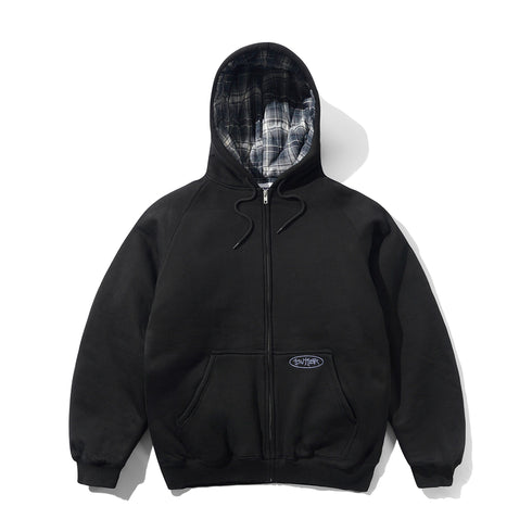Butter Plaid Lined Zip-Thru Hood - Ash
