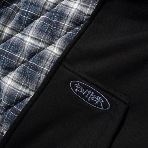Butter Plaid Lined Zip-Thru Hood - Ash