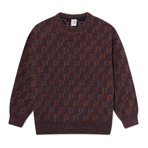 Polar George Sweater P Pattern Crewneck Sweatshirt - Navy / Orange - Streetart.fr