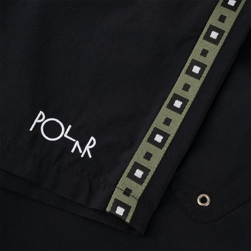 Polar Square Stripe Swim Short - Black / Jade Green - Streetart.fr