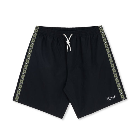 Polar Square Stripe Swim Short - Black / Jade Green - Streetart.fr