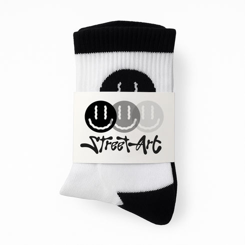 Streetart Smiley Sock Black / White - Streetart.fr