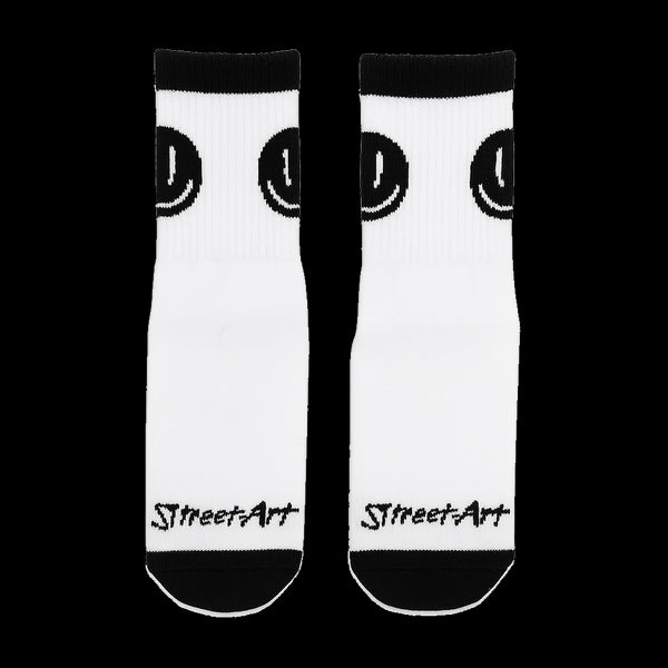 Streetart Smiley Sock Black / White - Streetart.fr