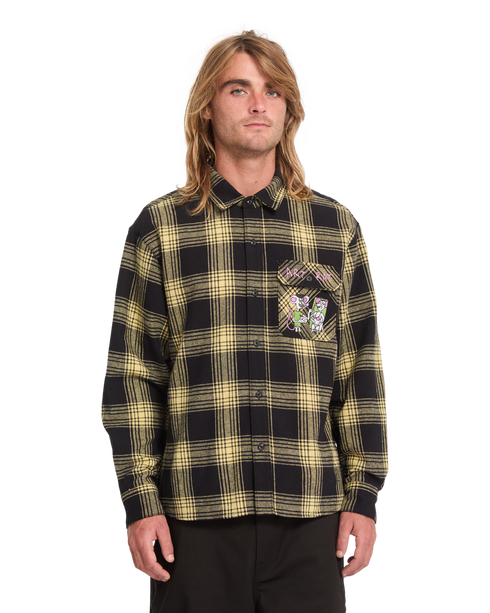 Volcom Fa Ozzy Plaid Ls Shirt - Mustard - A0532610-MUS