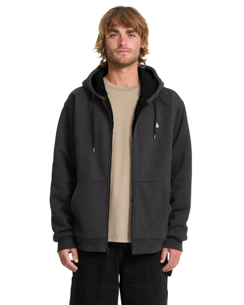 Volcom Single Stone Lined Sweat Zip Hood - Heather Black - A5832602-HBK