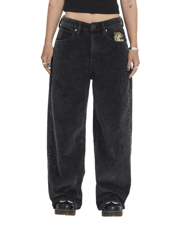 Volcom Women Fa Ozzy Cord Pant - Light Acid Black — pantalon