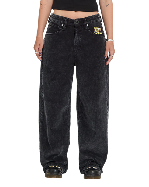 Volcom Women Fa Ozzy Cord Pant - Light Acid Black - B1932603-LAB