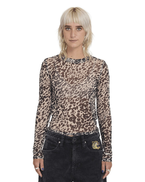 Volcom Women Tigardi Mesh Ls T-Shirt - Animal Print - Streetart.fr