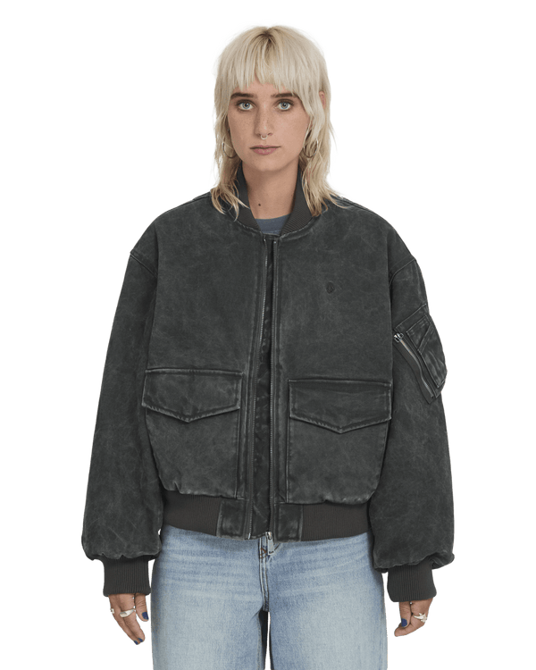 Volcom Women Workestra Bomber Jacket - Rinsed Black — veste