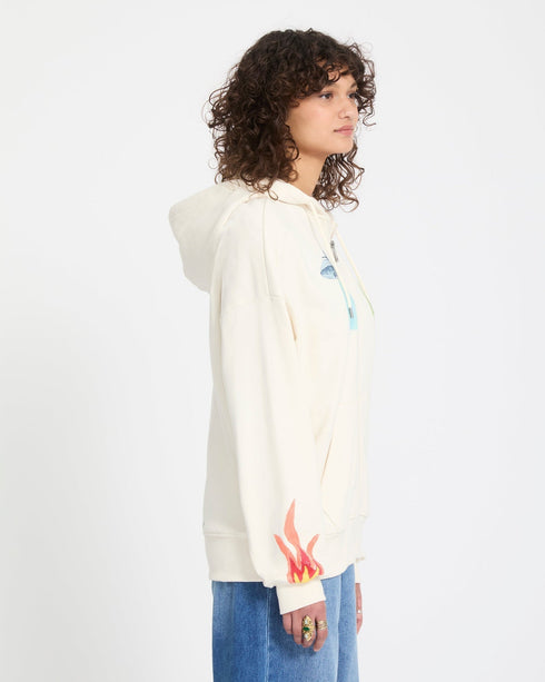 Volcom Womens Fa Mickey Mason Fleece Zip - Off White - Streetart.fr