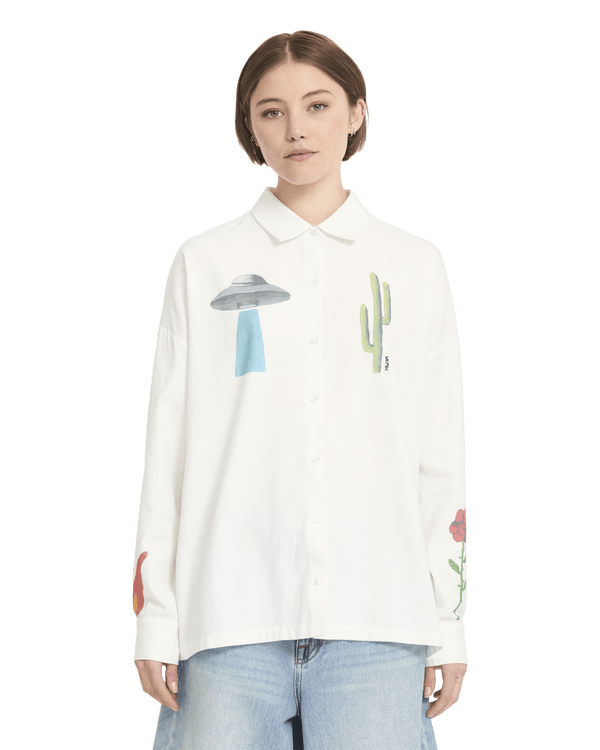 Volcom Womens Fa Mickey Mason Shirt - Off White — chemise