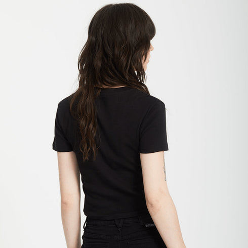 Volcom Womens Volcomstone Tight Crop T-Shirt - Black - Blk - Streetart.fr