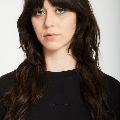 Volcom Womens Volcomstone Tight Crop T-Shirt - Black - Blk - Streetart.fr