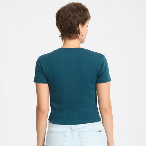 Volcom Womens Volcomstone Tight T-Shirt - Crop Emerald Green - Emg - Streetart.fr