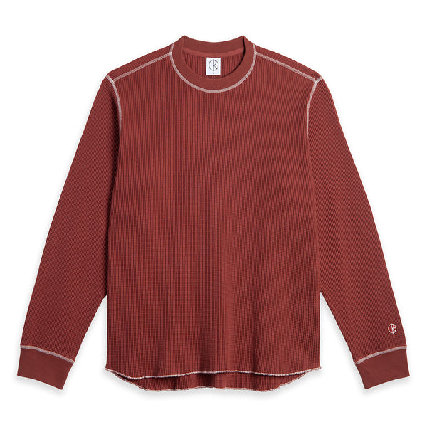 Polar Dylan Ls Tee - Wine / White — t-shirt manches longues Polar Skate Co.