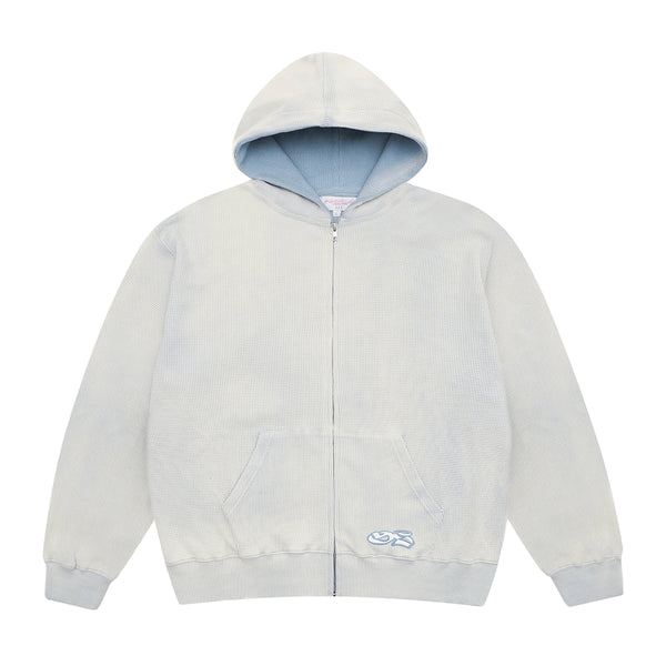 Yardsale Bleached Waffle Zip Hood Sweat A Capuche Zip - Blue - Streetart.fr