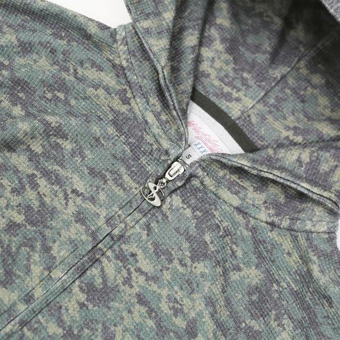 Yardsale Camo Zero Hood Sweat A Capuche Zip - Washed Green - Streetart.fr