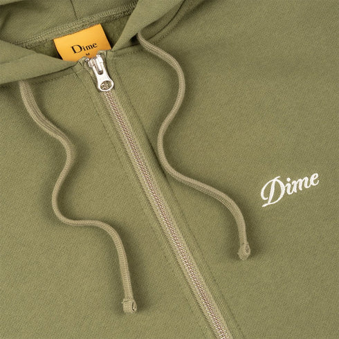 Dime Cursive Small Logo Zip Hood Sweat A Capuche Zip - Army Green - Streetart.fr