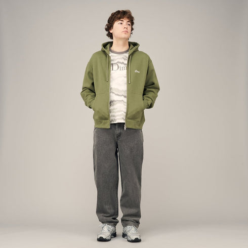 Dime Cursive Small Logo Zip Hood Sweat A Capuche Zip - Army Green - Streetart.fr
