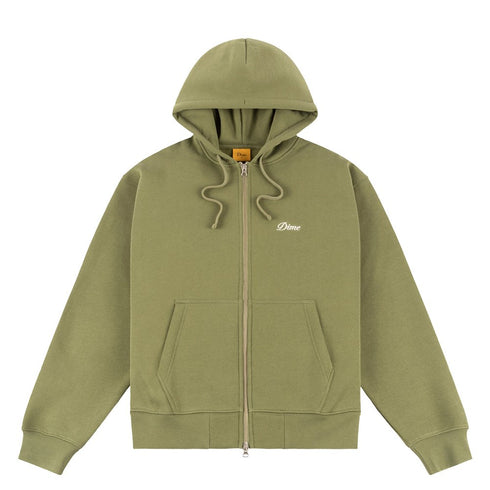 Dime Cursive Small Logo Zip Hood Sweat A Capuche Zip - Army Green - Streetart.fr