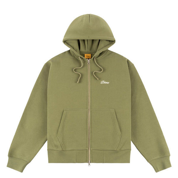 Dime Cursive Small Logo Zip Hood Sweat A Capuche Zip - Army Green - Streetart.fr