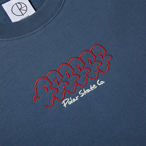 Polar Dave Crewneck Faces Sweatshirt - Grey Blue - Streetart.fr