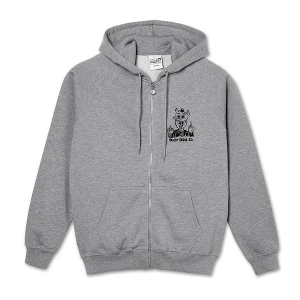 Polar Devil Man Zip Hoodie Sweat A Capuche - Heather Grey - Streetart.fr