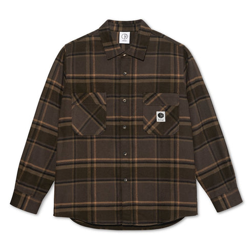 Polar Mike Ls Flannel Shirt Chemise - Brown Mauve - Streetart.fr