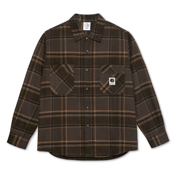 Polar Mike Ls Flannel Shirt Chemise - Brown Mauve - Streetart.fr