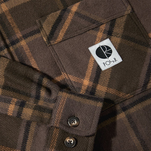 Polar Mike Ls Flannel Shirt Chemise - Brown Mauve - Streetart.fr