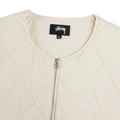 Stussy Diamond Quilted Vest - Cream - Streetart.fr