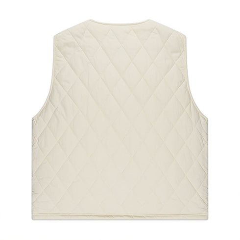 Stussy Diamond Quilted Vest - Cream - Streetart.fr